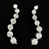 1ct Tw Diamond Journey Earrings In 14k White Gold