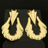 Large Designer Dangle Earrings In 14k Yellow Gold