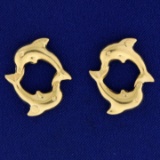 Dolphin Charms For Hoop Earrings Or Bracelet In 14k Yellow Gold