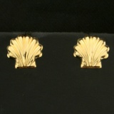 Seashell Stud Earrings In 14k Yellow Gold