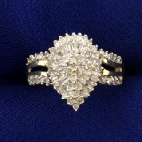 3/4ct Tw Round And Baguette Diamond Ring In 10k Yellow Gold