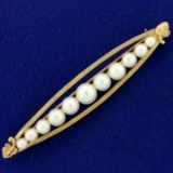 Vintage Akoya Pearl Pin In 14k Yellow Gold