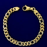 Heavy 8 1/2 Inch Curb Link Bracelet In 14k Yellow And White Gold
