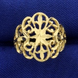 Diamond Cut Designer Gold Ring In 14k Yellow Gold