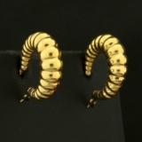 Designer Hoop Earrings In 14k Yellow Gold