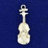 Violin Charm In 10k White Gold