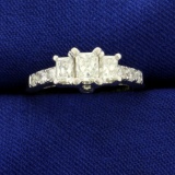 1ct Tw Princess Cut Diamond Engagement Ring In 14k White Gold