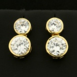 3ct Tw Cz Gemstone Earrings In 14k Yellow Gold