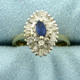 Vintage Sapphire And Diamond Ring In 14k Yellow And White Gold