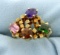 Custom Designed Unique 18k Yellow Gold Rainbow Color Gemstone Ring