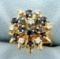 Natural Sapphire And Diamond Starburst Ring In 14k Yellow Gold