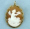 Vintage Cameo Pin Or Pendant In 14k Yellow Gold