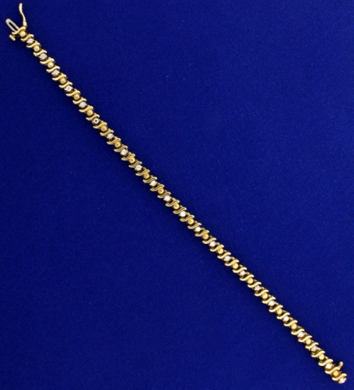 3/4 Carat Diamond Bracelet In 14k Yellow Gold