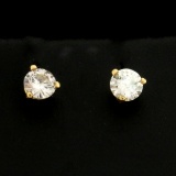 1/2 Ct Diamond Stud Earrings In 14k Yellow Gold Martini Settings