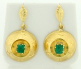 1ct Tw Drop Dangle Emerald Earrings In 14k Gold