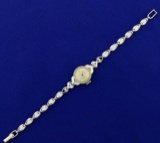Antique Longines Women's Diamond Watch In Solid 14k White Gold