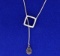 Citrine And Diamond Lariat Necklace In 14k White Gold