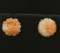 Pink Coral Flower Design Earrings In 14k Gold