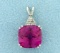 6ct Pink Topaz And Diamond Pendant