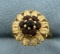 Garnet Child's Flower Ring In 18k Yellow Gold