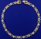 Italian Made Horseshoe And Heart Link Necklace In 14k Yellow And White Gold