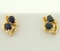 Natural Sapphire And Diamond Earrings In 14k Yellow Gold