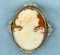 Large Vintage Cameo Pin/pendant In 14k White Gold