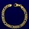 Heavy 8 1/2 Inch Curb Link Bracelet In 14k Yellow And White Gold