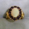 Large Natural Opal And Lab Tanzanite Ring In 10k Yellow Gold