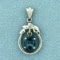 Diamond Pendant With Dangling Lab Alexandrite In 10k White Gold