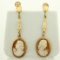 Dangle Cameo Earrings In 10k Yellow Gold With Screw Backs