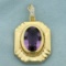 10ct Amethyst Pendant With Diamonds In 14k Yellow Gold