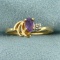 Amethyst And Diamond Ring In 10k Yellow Gold