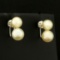 Vintage Screw Back Akoya Pearl Earrings In 14k White Gold