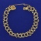 7 1/2 Inch Charm Bracelet In 14k Yellow Gold With Heart On Clasp