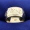 Wide Band Ring With Star Design In 14k White Gold