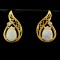 Pear Shaped Opal And Diamond Earrings In 14k Yellow Gold