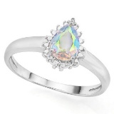 Mercury Mystic Topaz Ring With Diamond In Sterling Silver