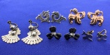 Five Pair Of Vintage Sterling Silver Screw Back Earrings