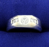 .9ct Tw Men's 18k White Gold Diamond Ring