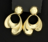 14k Large Dangle Doorknocker Style Earrings In 14k Yellow Gold