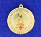 Merry Christmas/happy New Year Charm In 14k Yellow Gold