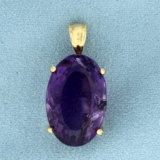 Over 15ct Amethyst Pendant In 14k Yellow Gold