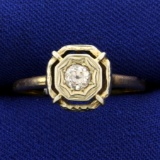 Antique 1/4ct Solitaire Old European Cut Diamond Ring In 14k Yellow Gold