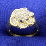 Over 2cts Tw Diamond Flower Ring