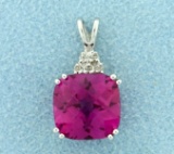 6ct Pink Topaz And Diamond Pendant