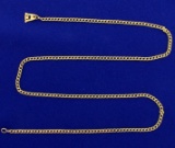 21 1/2 Inch Flat Curb Link Neck Chain In 18k Yellow Gold