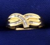 Baguette And Round Diamond Gold Ring