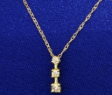 Three Diamond Journey Pendant With Chain In 10k Yellow Gold