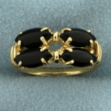 Unique Design Onyx Ring In 14k Yellow Gold